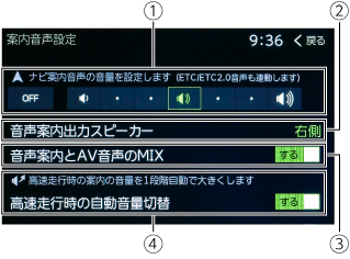 ナビ音声案内の音量を設定する