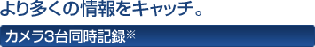 より多くの情報をキャッチ。 カメラ3台同時記録※