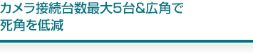 カメラ接続台数最大5台&広角で死角を低減