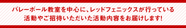 バレーボール教室を中心に、レッドフェニックスが行っている活動やご招待していただいた活動内容などをマネージャーのルイがレポートします！